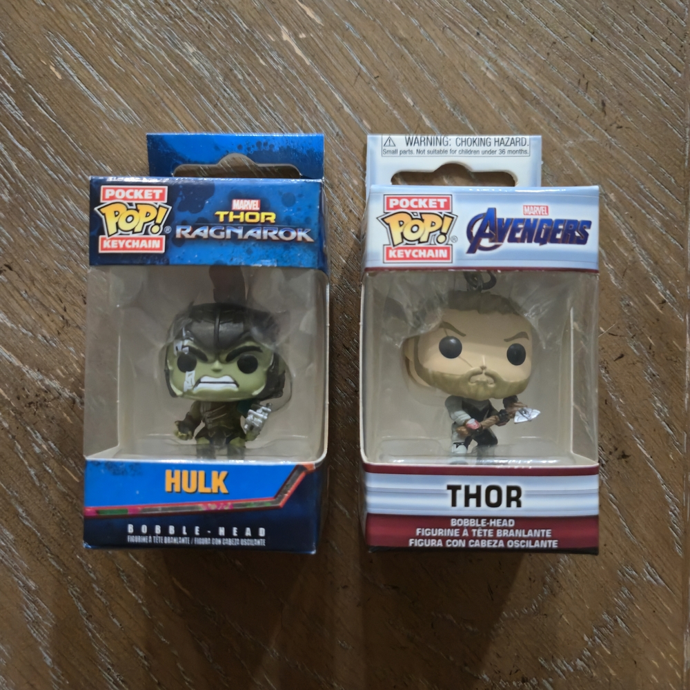 Funko Pocket Pop Keychain Hulk and Thor Set - Green and Gray